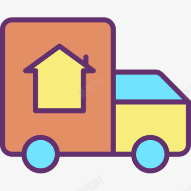 移动卡车房地产178线性颜色图标图标