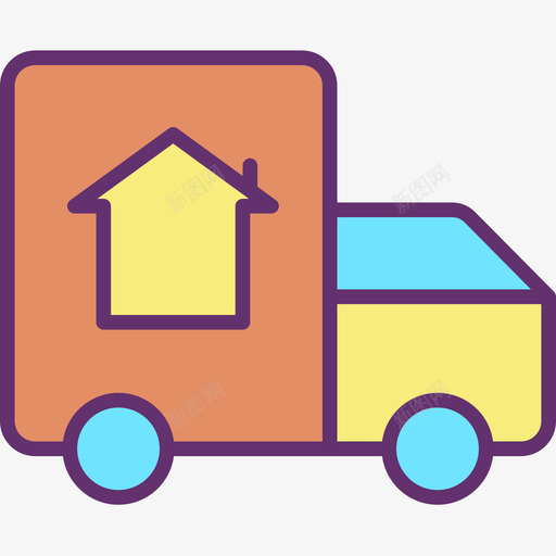 移动卡车房地产178线性颜色图标svg_新图网 https://ixintu.com 卡车 房地产 移动 线性 颜色
