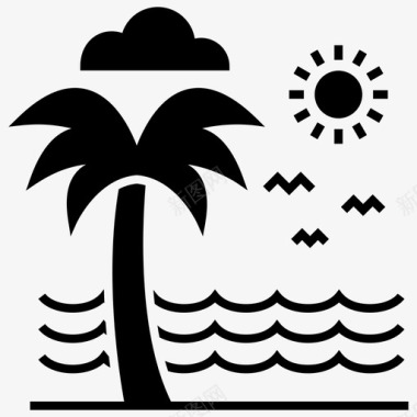 热带地方海滩岛屿图标图标