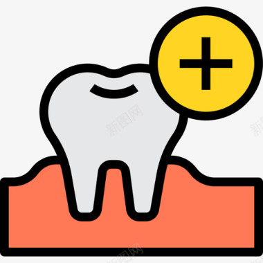 牙齿牙齿35线形颜色图标图标