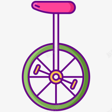 独轮车马戏团77线性颜色图标图标