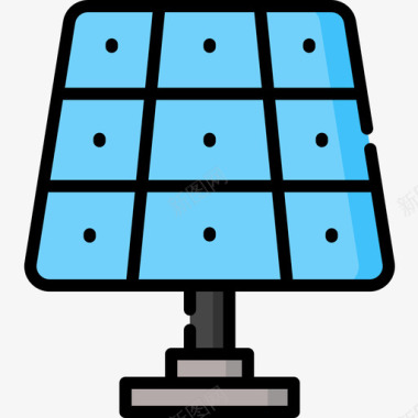 太阳能电池板88技术线性颜色图标图标