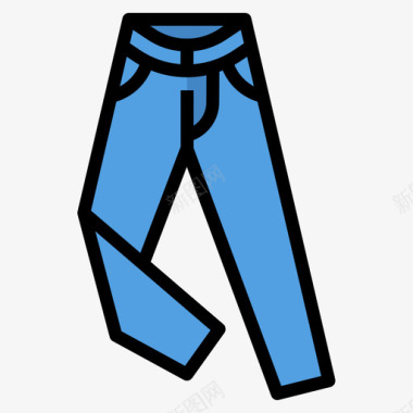牛仔裤服装22线性颜色图标图标
