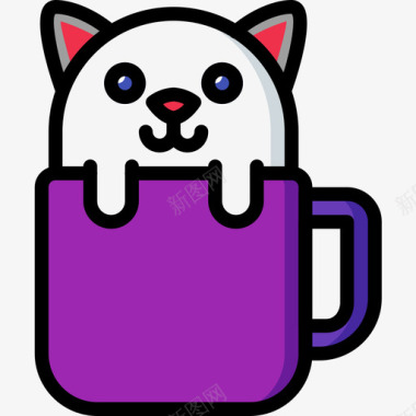 马克杯猫化身4线性颜色图标图标
