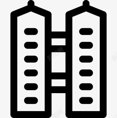 摩天大楼城市8号楼直线型图标图标