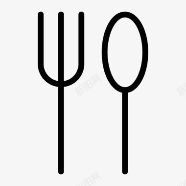 勺子和叉子吃食物图标图标