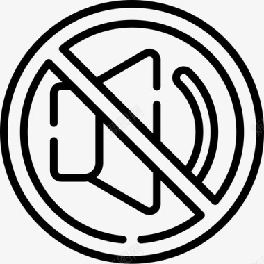 没有声音信号和禁令4线性图标图标