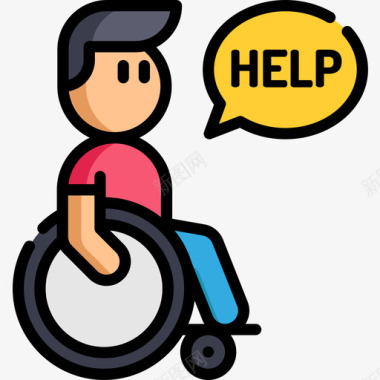 残疾人残疾人援助3线性颜色图标图标