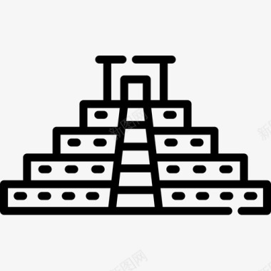 阿兹特克金字塔地标和纪念碑15座线形图标图标
