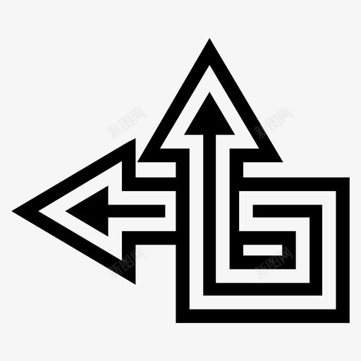 箭头方向左图标svg_新图网 https://ixintu.com 双线 方向 箭头
