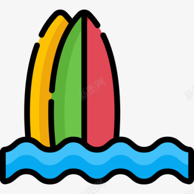 冲浪葡萄牙5线性颜色图标图标
