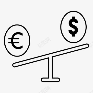 比较美元和欧元余额现金图标图标