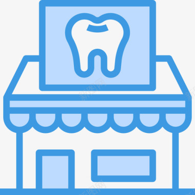 牙科牙科34蓝色图标图标