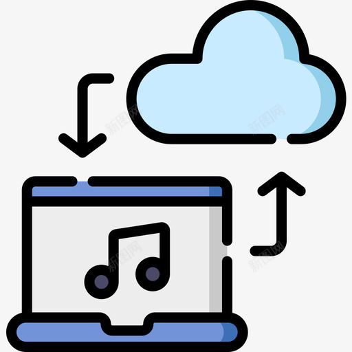 云计算音乐多媒体1线性彩色图标svg_新图网 https://ixintu.com 云计算 多媒体 彩色 线性 音乐