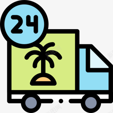 送货卡车夏季销售11线性颜色图标图标