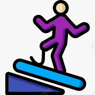 滑雪板无障碍运动2线性颜色图标图标
