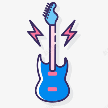 电吉他音乐120线性颜色图标图标
