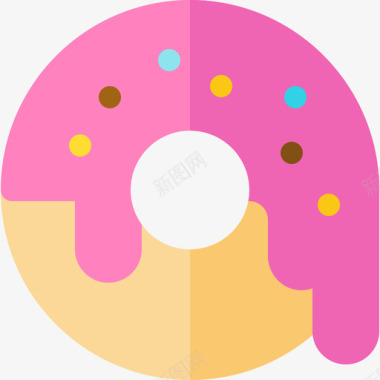 甜甜圈甜点和糖果5个扁平图标图标