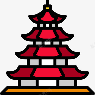 宝塔中国传统3线颜色图标图标