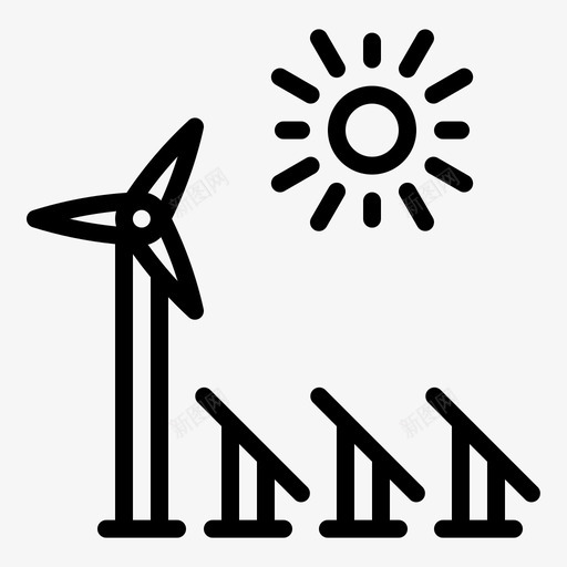 可再生能源面板螺旋桨图标svg_新图网 https://ixintu.com 再生 加工厂 可再 太阳能 涡轮机 能源 螺旋桨 面板 风力
