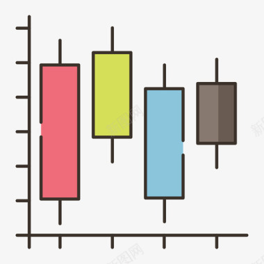 股票信息图4线性颜色图标图标