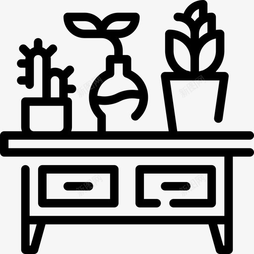 桌子家具和家用33线性图标svg_新图网 https://ixintu.com 家具 家用 桌子 线性