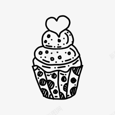 爱杯蛋糕涂鸦二月图标图标
