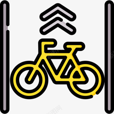 自行车城市生活32线性颜色图标图标