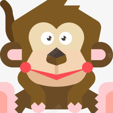 猴子动物16扁平图标图标
