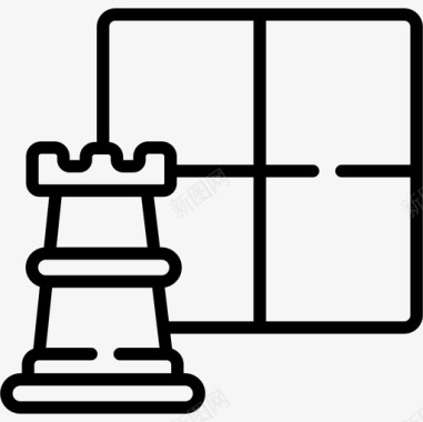 国际象棋业余爱好和自由时间11线性图标图标