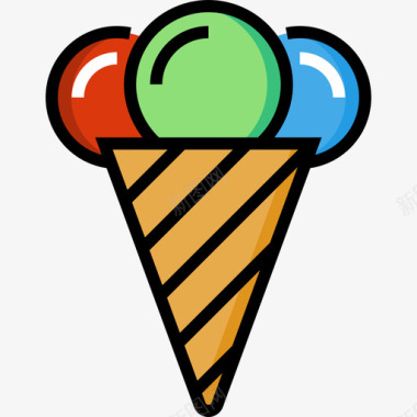 冰淇淋马戏团79线性颜色图标图标