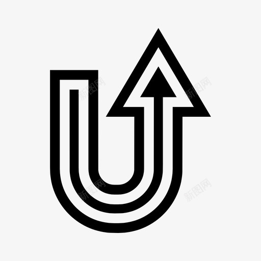 箭头方向转向图标svg_新图网 https://ixintu.com 双线 向上 方向 箭头 转向
