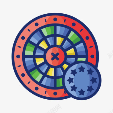轮盘赌赌场63线性颜色图标图标