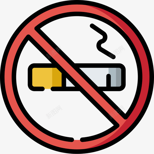 禁止吸烟信号和禁令6线颜色图标svg_新图网 https://ixintu.com 信号 吸烟 禁令 禁止 颜色