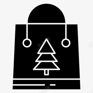 圣诞袋圣诞大甩卖松树图标图标