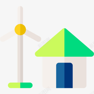 风能可再生能源25平坦图标图标