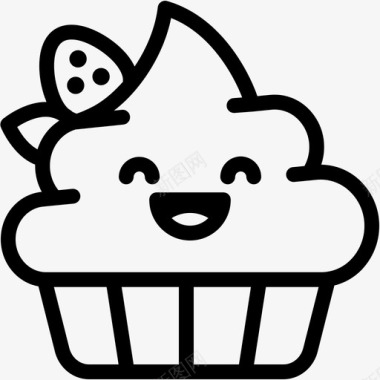 笑面包店纸杯蛋糕图标图标