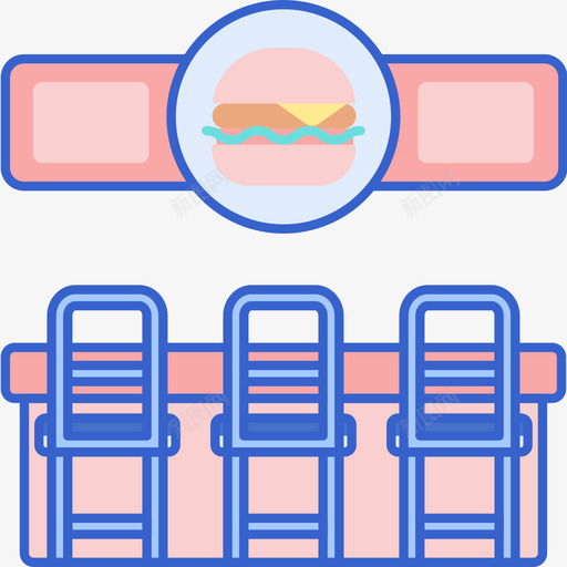 汉堡吧主题公园线性颜色图标svg_新图网 https://ixintu.com 主题公园 汉堡 线性 颜色