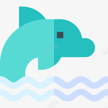 海豚夏季75平坦图标图标