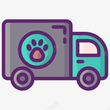 卡车宠物美容3线性颜色图标图标