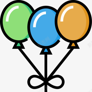 气球马戏团79线性颜色图标图标