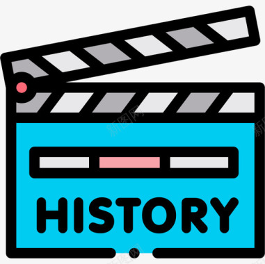 纪录片历史21线性色彩图标图标