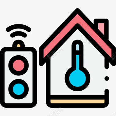 空调智能家居53线性颜色图标图标
