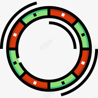 呼啦圈马戏团79线性颜色图标图标