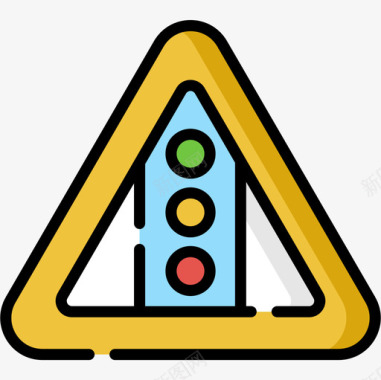 交通灯信号和禁令6线颜色图标图标