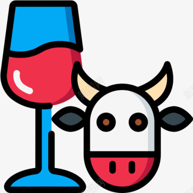 牛排葡萄酒12原色图标图标
