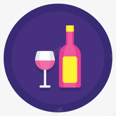 葡萄酒共工作空间4平面圆形图标图标