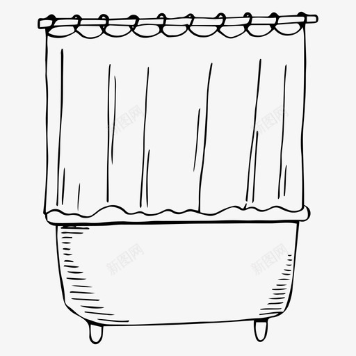 带窗帘的浴缸浴室健康图标svg_新图网 https://ixintu.com spa 个人护理 健康 卫生 桑拿 浴室 浴缸 窗帘
