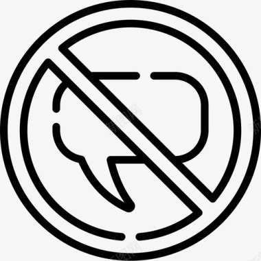禁止交谈信号和禁令4线性图标图标