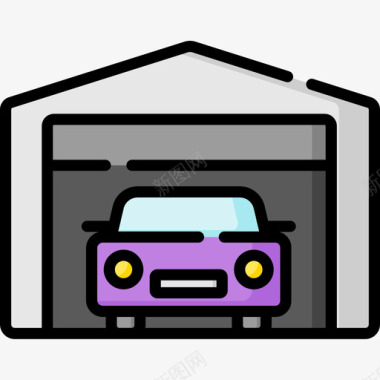 车库车辆和运输12线性颜色图标图标